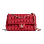 Chanel Red:Blue Wool:Calfskin Flap Bag