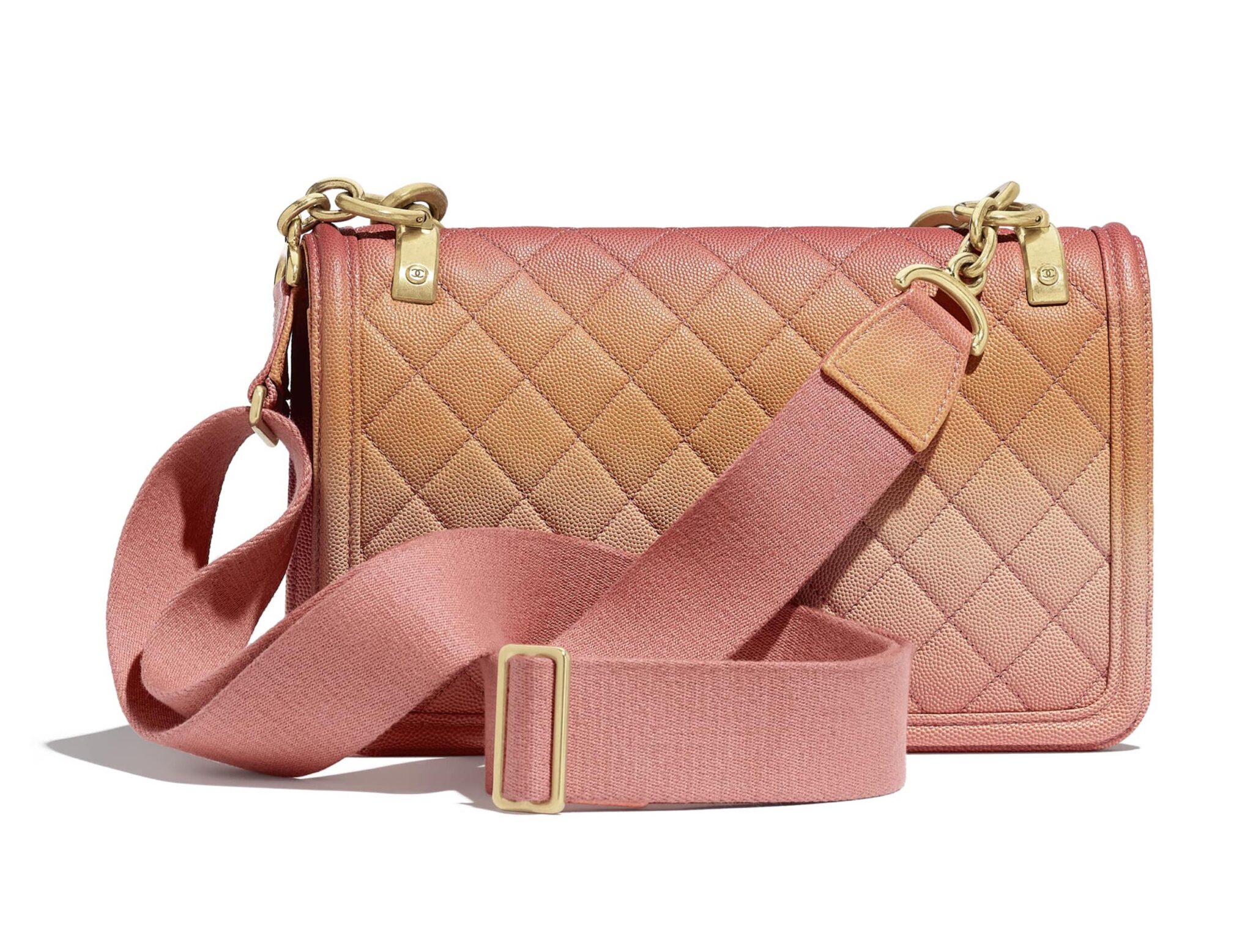 Caviar Quilted Mini Rectangle Flap Suede Pink SHW