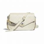 Chanel White Calfskin with Two-Tone Hardware Flap Bag