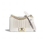 Chanel White Embroidered Boy Chanel Small Flap Bag