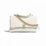 Chanel White Grained Calfskin Small Flap Bag