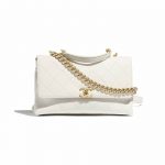 Chanel White Grained Calfskin Small Flap Bag