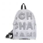 Chanel White:Black Embossed Nylon Backpack Bag