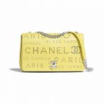 Chanel White:Green:Yellow Calfskin Eyelet Flap Bag