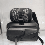 Dior Black Calfskin and Oblique Canvas Mini Messenger Bags