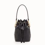Fendi Black Embossed FF Mon Tresor Mini Bucket Bag