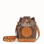 Fendi Brown/Beige Glazed Fabric Small Mon Tresor Bucket Bag