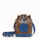 Fendi Brown/Blue Glazed Fabric Small Mon Tresor Bucket Bag