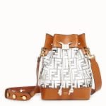 Fendi Brown/White PU Logo Small Mon Tresor Bucket Bag