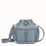 Fendi Light Blue Roman Leather Small Mon Tresor Bucket Bag