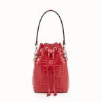 Fendi Red Embossed FF Mon Tresor Mini Bucket Bag
