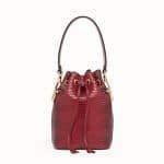 Fendi Red Lizard Skin Mon Tresor Mini Bucket Bag