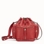 Fendi Red Roman Leather Small Mon Tresor Bucket Bag