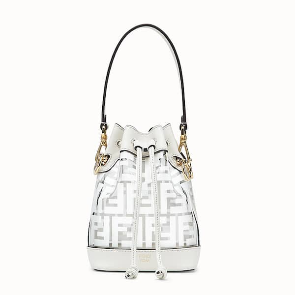 Fendi Mon Tresor Leather Bag With Embossed Ff Monogram in White