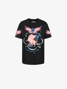 Givenchy Black Oversized T-Shirt with Zodiac Sign Pig Print