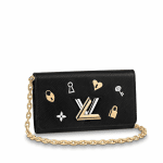 Louis Vuitton Black Love Lock Twist Chain Wallet Bag