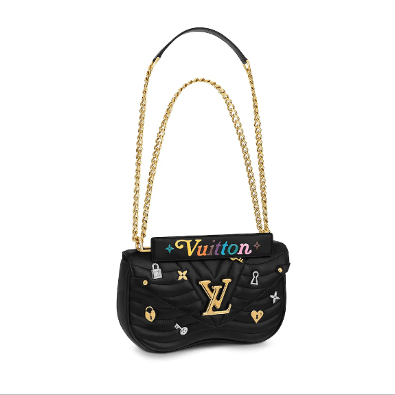 Louis Vuitton Black Quilted Leather New Wave Love Lock Chain MM Bag -  Yoogi's Closet