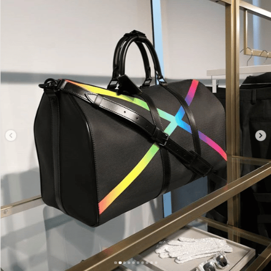 Louis Vuitton Virgil Abloh Rainbow x and Black Taiga Keepall 50 Bandoulière Black Hardware, 2019 (Like New), Handbag