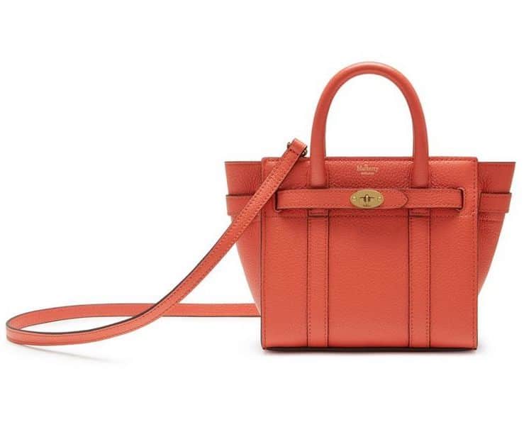 Mulberry Coral Rose Small Classic Grain Micro Zipped Bayswater Bag