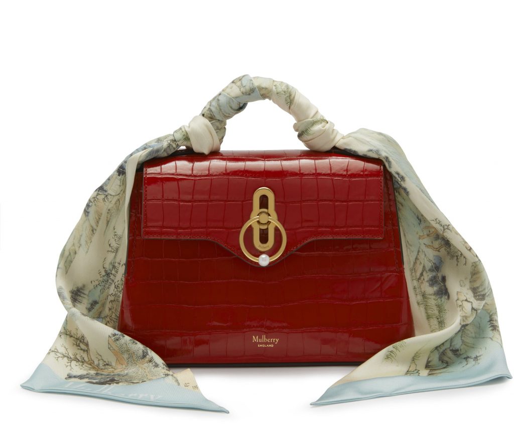 Mulberry Scarlet Croc Print Mini Seaton Bag