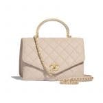Chanel Beige Calfskin Top Handle Bag