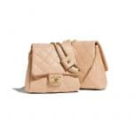 Chanel Beige Lambskin Medium Side Pack Bag