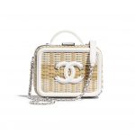 Chanel Beige/White Rattan CC Filigree Small Vanity Case Bag