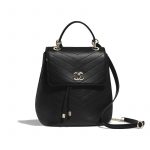 Chanel Black Grained Calfskin Chevron Backpack Bag