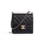 Chanel Black Lambskin with Imitation Pealrs Mini Flap Bag