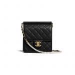 Chanel Black Lambskin with Imitation Pearls Mini Flap Bag