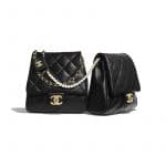 Chanel Black Lambskin with Imitation Pearls Side Pack Bag