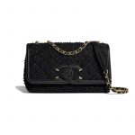 Chanel Black Tweed CC Filigree Flap Bag