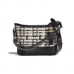 Chanel Black/Light Beige Calfskin/Viscose Weaving Gabrielle Small Hobo Bag