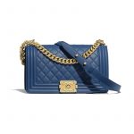 Chanel Dark Blue Boy Chanel Old Medium Flap Bag