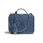 Chanel Dark Blue CC Filigree Large Vanity Case Bag