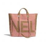 Chanel Dark Pink/Beige Mixed Fibers Maxi Chanel Medium Shopping Bag