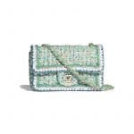 Chanel Green/White/Blue/Orange Tweed Mini Flap Bag