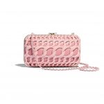 Chanel Light Pink Aluminium/Lambskin Evening Bag