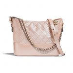Chanel Light Pink Iridescent Aged Calfskin Gabrielle Hobo Bag