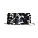 Chanel Navy Blue/White/Yellow/Black Sequins Flap Bag