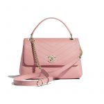 Chanel Pink Chevron Small Top Handle Bag