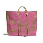 Chanel Pink/Dark Beige Mixed Fibers Maxi Chanel Large Shopping Bag