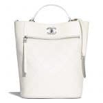 Chanel White Calfskin Large Bucket Bag