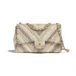 Chanel White Chevron PVC/Sequins Medium Flap Bag