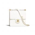 Chanel White Lambskin with Imitation Pealrs Mini Flap Bag