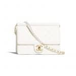Chanel White Lambskin with Imitation Pearls Flap Bag