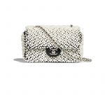 Chanel White/Black Imitation Pearls/Lambskin Mini Flap Bag