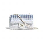 Chanel White/Blue Cotton Mini Flap Bag