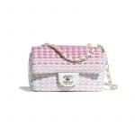 Chanel White/Pink Cotton Mini Flap Bag