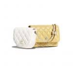 Chanel White/Yellow Lambskin Two-Tone Side Pack Bag